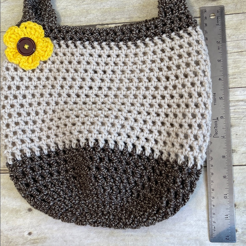 Market Bag Hand Crafted Crochet W Sunflower - Picture 5 of 8